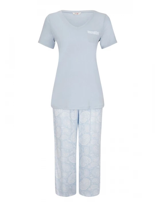 Foto van product Goldenbay Pyjama 'Glory' lichtblauw / offwhite