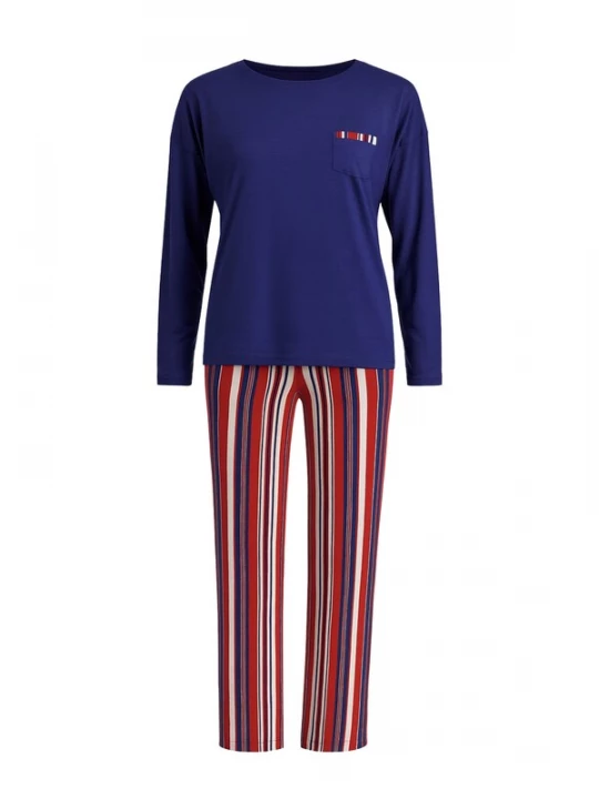 Foto van product Goldenbay Pyjama 'Helenium' lichtbeige / donkerblauw / rood