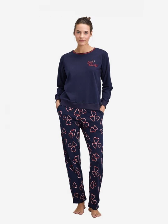 Foto van product Goldenbay Pyjama 'Magnolia' donkerblauw / rood / wit
