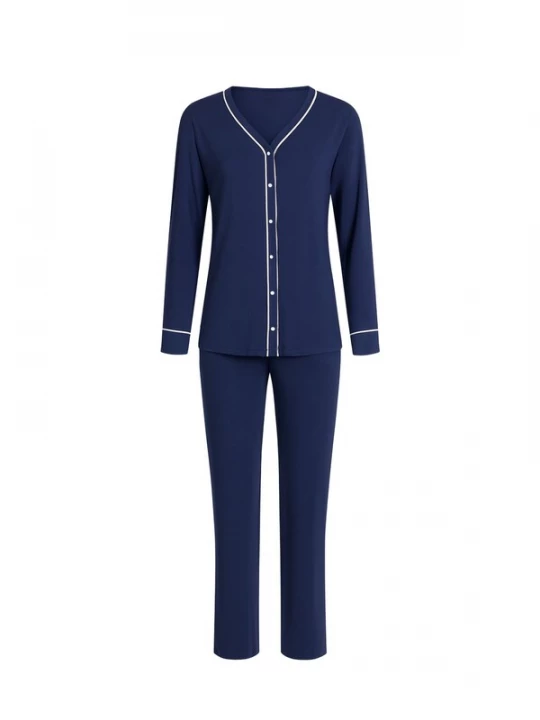 Foto van product Goldenbay Pyjama 'Oleander' donkerblauw