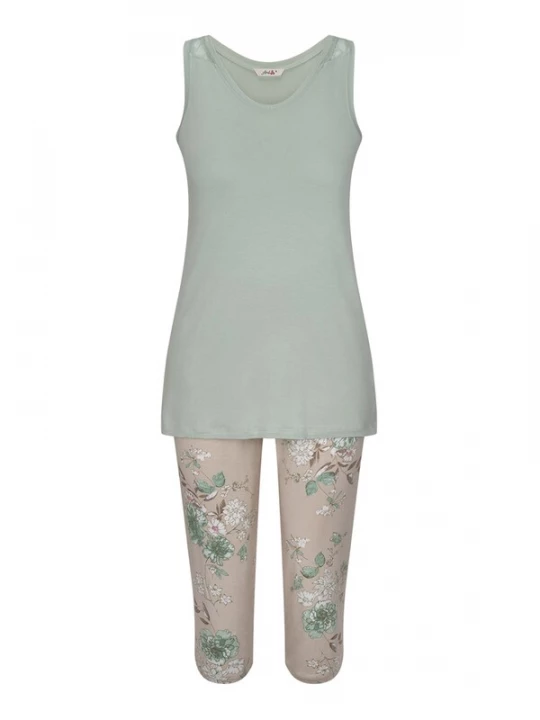 Foto van product Goldenbay Pyjama 'Scabiosa' groen / mintgroen / gemengde kleuren