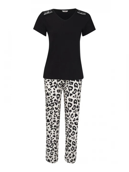 Foto van product Goldenbay Pyjama 'Viola' zwart / wit