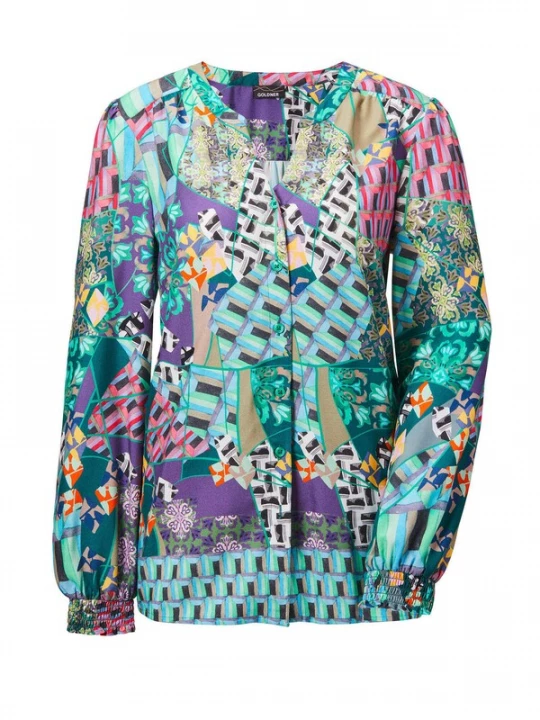 Foto van product Goldner Blouse donkergroen / gemengde kleuren