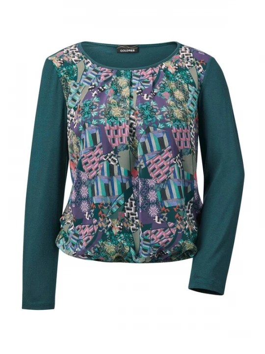 Foto van product Goldner Blouse donkergroen / gemengde kleuren