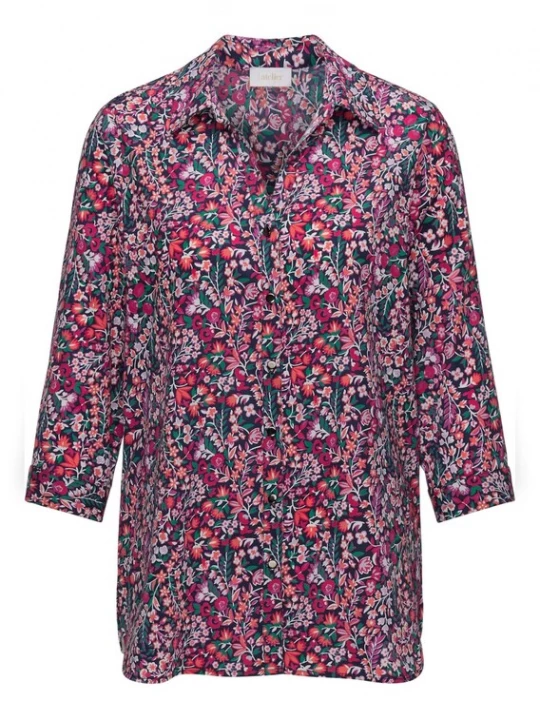 Foto van product Goldner Blouse crème / donkergroen / oranje / fuchsia / wit
