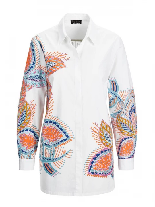 Foto van product Goldner Blouse lichtblauw / donkerblauw / oranje / wit