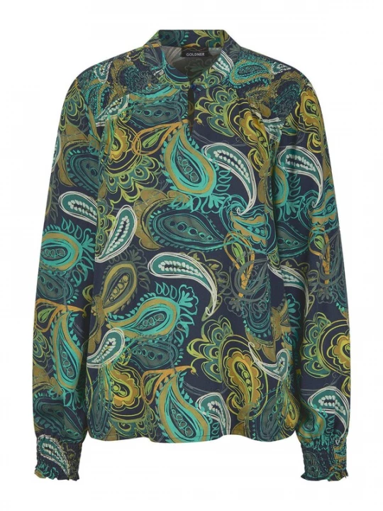 Foto van product Goldner Blouse marine / turquoise / mosterd / smaragd