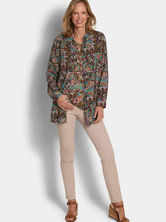 Foto van product Goldner Blouse turquoise / groen / sering / donkeroranje