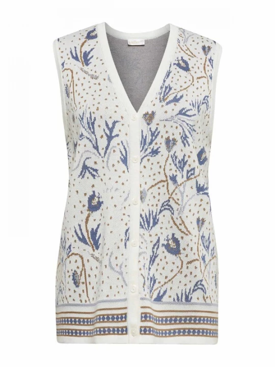 Foto van product Goldner Gebreide bodywarmer lichtbeige / blauw / bruin