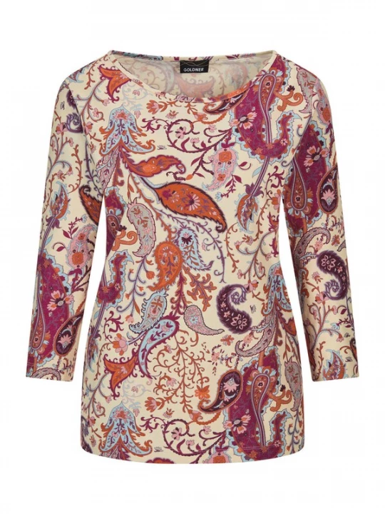 Foto van product Goldner Shirt beige / bruin / braam / oranje