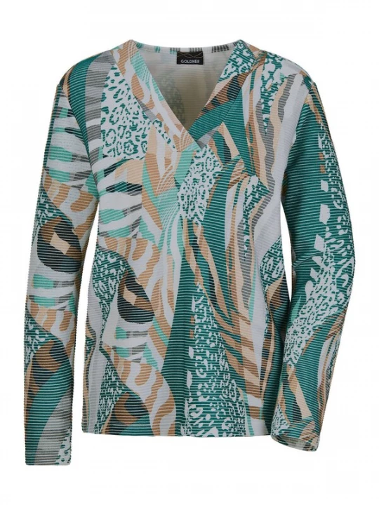 Foto van product Goldner Shirt beige / mintgroen / jade groen