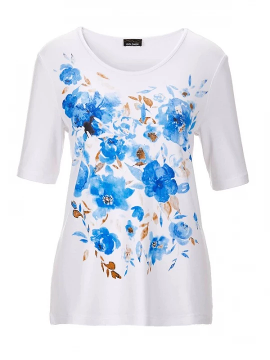 Foto van product Goldner Shirt blauw / bruin / wit