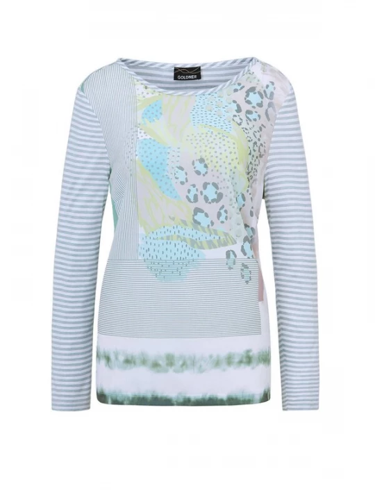Foto van product Goldner Shirt turquoise / lichtgrijs / appel / donkergroen