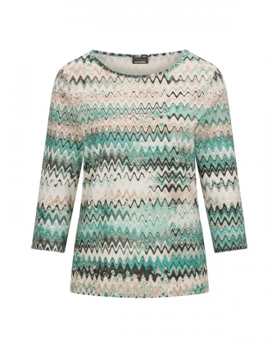 Foto van product Goldner Shirt bruin / mintgroen / zwart / wit