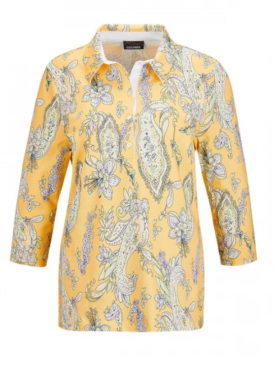 Foto van product Goldner Shirt citroen / pasteelgeel / pastellila / wit