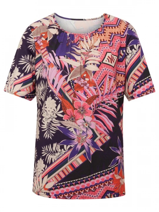 Foto van product Goldner Shirt crème / pink / roestrood / zwart