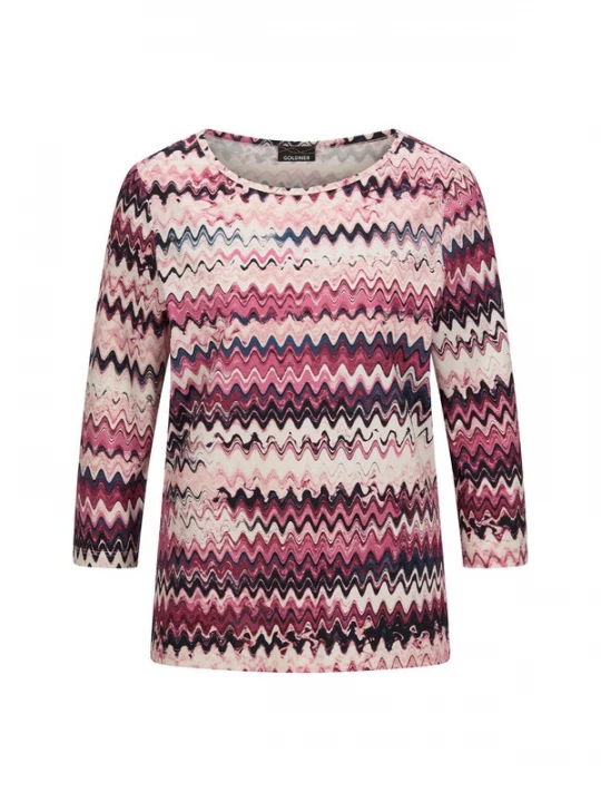 Foto van product Goldner Shirt donkerblauw / bessen / pink / offwhite