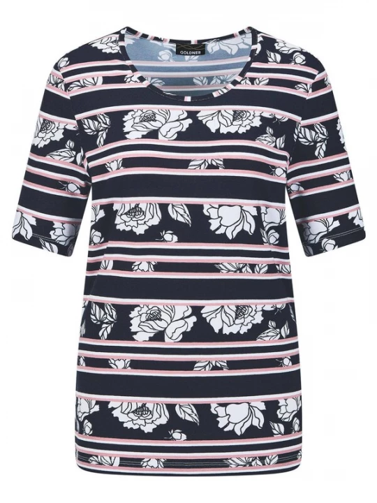 Foto van product Goldner Shirt marine / wit gemêleerd