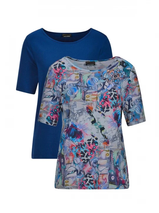 Foto van product Goldner Shirt blauw / smoky blue / aqua / royal blue / koningsblauw / pink