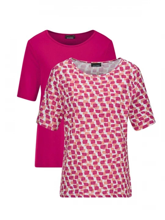 Foto van product Goldner Shirt rosa / donkerroze / wit