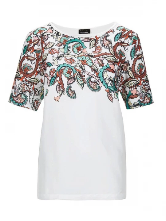 Foto van product Goldner Shirt turquoise / bruin / oranje / wit