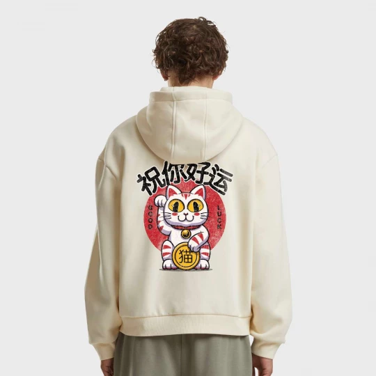 Foto van product Good Luck Cat Fluffy Zip Hoody Mister Tee beżowy