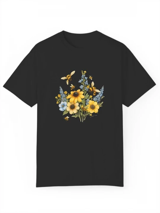 Foto van product GORHEY Oversized shirt 'Women Short Sleeve T-Shirt with Flowers Print Tees' zwart
