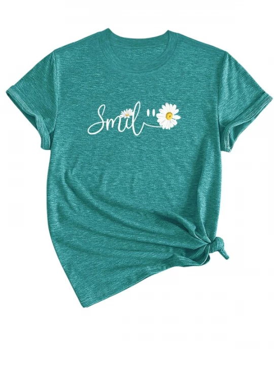 Foto van product GORHEY Shirt 'Women's Summer Short-Sleeve Shirt with Daisys Tees' aqua
