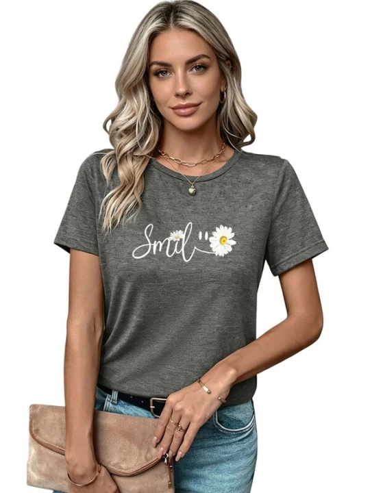 Foto van product GORHEY Shirt 'Women's Summer Short-Sleeve Shirt with Daisys Tees' grijs