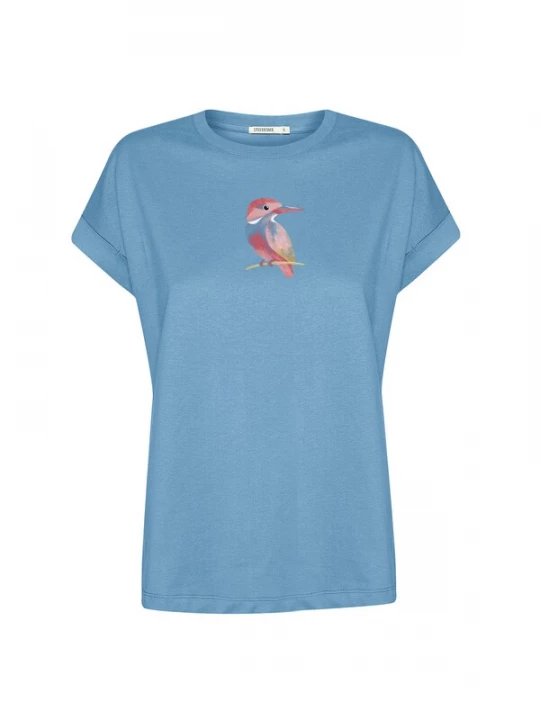 Foto van product GREENBOMB Shirt 'Bird Look' lichtblauw / geel / oudroze