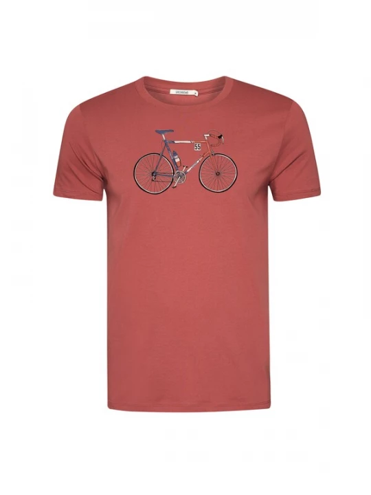 Foto van product GREENBOMB Shirt 'Guide Bike Jacques' karmijnrood