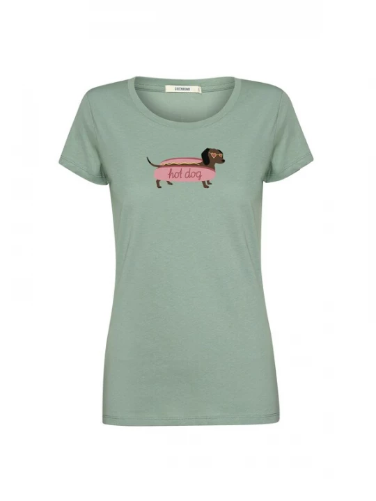 Foto van product GREENBOMB Shirt 'Loves Hot Dog' lichtgroen