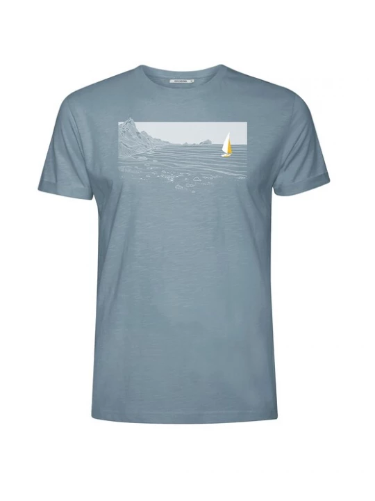 Foto van product GREENBOMB Shirt 'Nature Cliffsail' blauw gemêleerd / wit