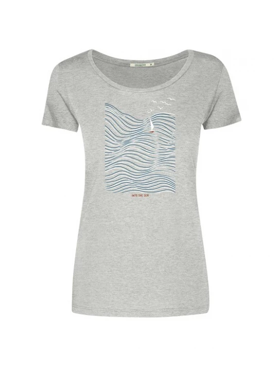 Foto van product GREENBOMB Shirt 'Nature High Sea' lichtblauw / grijs gemêleerd / wit