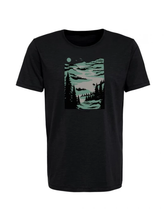 Foto van product GREENBOMB Shirt 'Nature Lakeside' grijs / groen / zwart