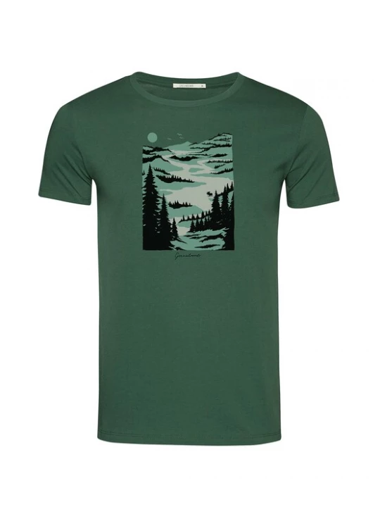 Foto van product GREENBOMB Shirt 'Nature Lakeside' grijs / jade groen / lichtgroen / zwart