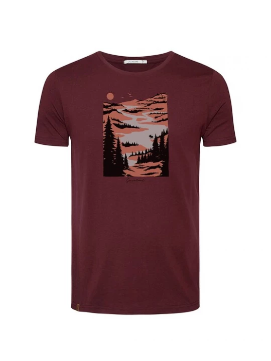 Foto van product GREENBOMB Shirt 'Nature Lakeside' pink / wijnrood / zwart