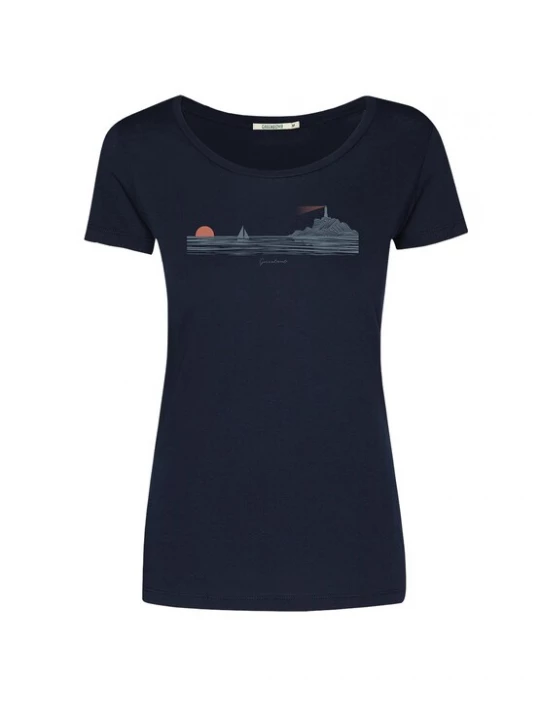 Foto van product GREENBOMB Shirt 'Nature Lighthouse' nachtblauw / groen