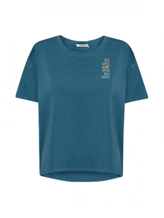 Foto van product GREENBOMB Shirt 'Old Ways' lichtblauw / petrol / oranje / pink
