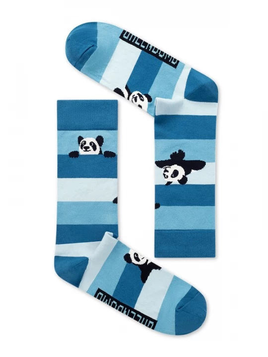 Foto van product GREENBOMB Sokken 'Panda Stripes 2' blauw / petrol / zwart / wit