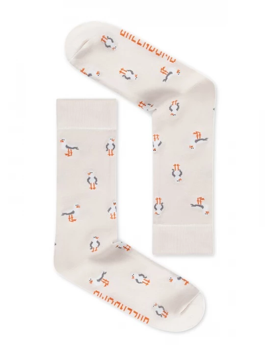 Foto van product GREENBOMB Sokken 'Seagulls 3' lichtbeige / grijs / oranje