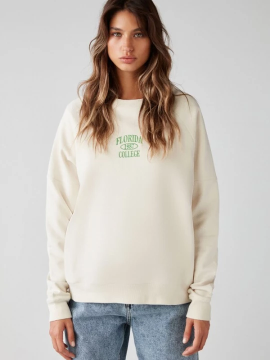 Foto van product Grimelange Sweatshirt ecru / groen