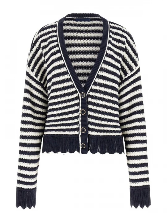 Foto van product GUESS Gebreid vest 'Amber' navy / aardetinten / wit