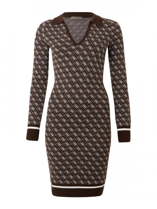 Foto van product GUESS Gebreide jurk 'AUBREY' bruin / zwart / wit