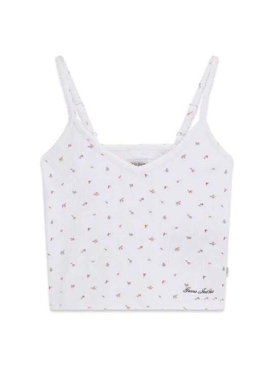 Foto van product GUESS JEANS Top 'POINTELLE' geel / kaki / koraal / wit