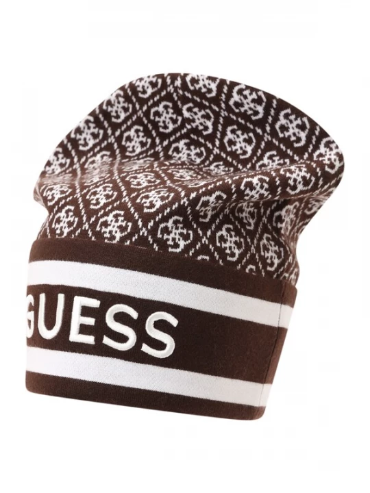 Foto van product GUESS Muts 'SEVYN 4G LOGO BEANIE SWTR' cognac / wit