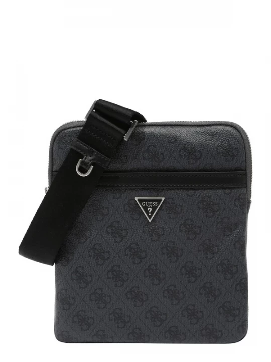Foto van product GUESS Schoudertas 'MILANO CROSSBODY FLAT' basaltgrijs / zwart / zilver