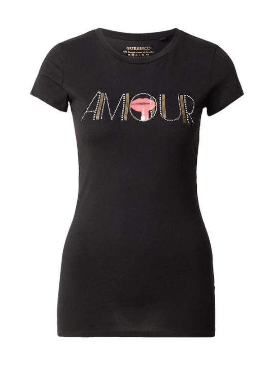 Foto van product GUESS Shirt 'AMOUR' goud / lichtrood / zwart / zilver