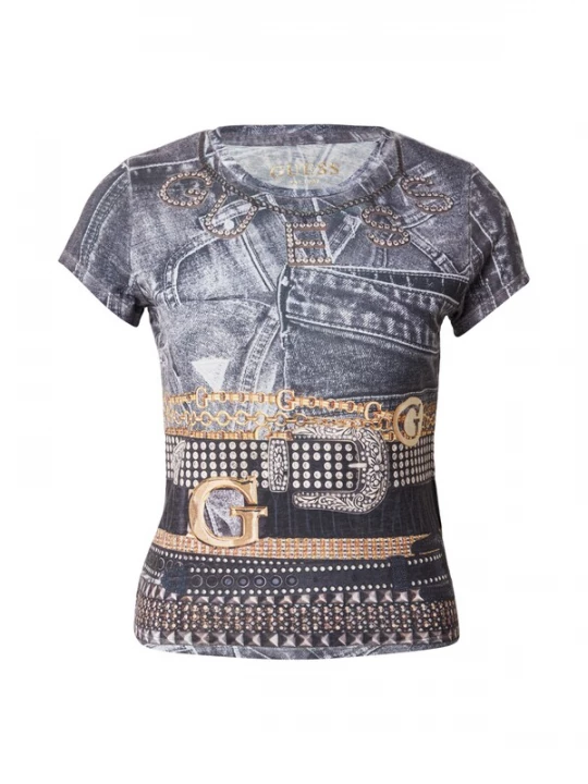 Foto van product GUESS Shirt bruin / donkerbruin / zwart / wit