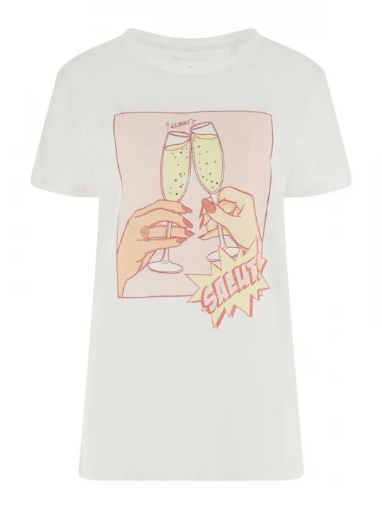 Foto van product GUESS Shirt 'CLINK EASY' geel / rosa / rood / wit